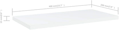 Set of 8 Floating Wall Shelves, 15.7 x 7.9 Inch Rectangular Engineered Wood Shelving Boards for Books, Plants, and Home Decor, Matte White Display Ledge