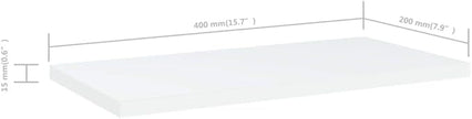 Set of 8 Floating Wall Shelves, 15.7 x 7.9 Inch Rectangular Engineered Wood Shelving Boards for Books, Plants, and Home Decor, Matte White Display Ledge
