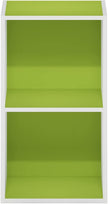 Furinno PASIR Book Shelf, 2-Tier Modern Bookshelf, Open Shelves Bookcase 9 x 12 x 21, for Living Room, Bedroom, Home Office, Green/White