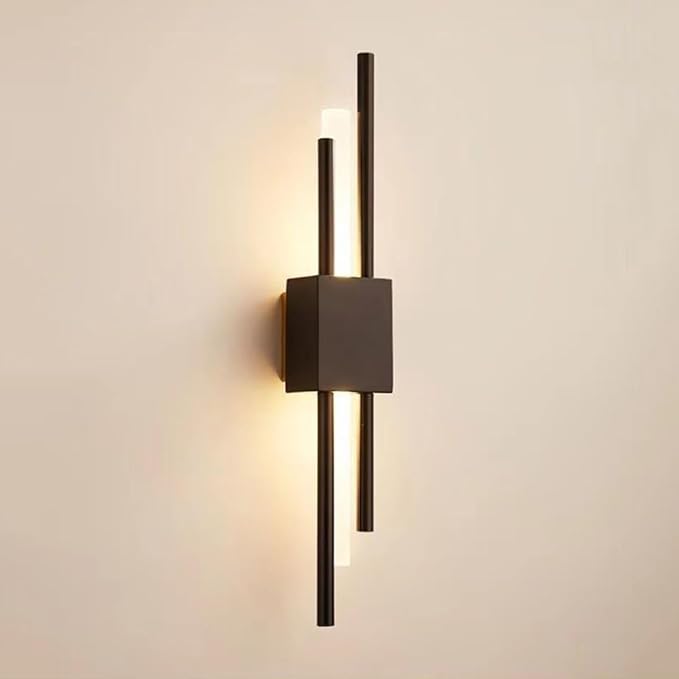 LED Linear Wall Sconce Lighting Modern Wall Lamp Indoor Wall Wash Light 10W 3 Color Mode Wall Mounted Lamps Hardwired Vanity Sconces for Living Room Bedroom Hallway (Color : Svart, Size : R