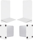 VONDERSO Metal Bookends White, 2 Pairs Metal Bookends Heavy Duty for Shelves Decor Home Office, Unique White Book Ends Supports Anti-Slip for Kids Girls