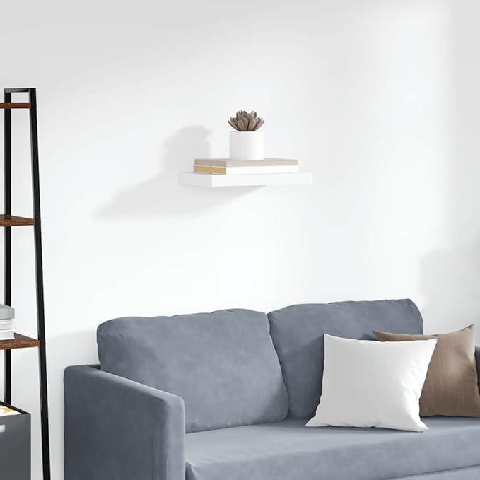 White Honeycomb Floating Wall Shelf with Invisible Mounting System, 15.7x9.1 Inches, Modern MDF and Metal Storage for Books and Decor