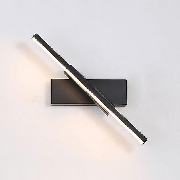 Modern Linear LED Wall Sconce 3 Color Change Minimalist Wall Lamp 30cm Length Black White Rotatable Lighting for Living Room Corridor Hallway Indoor Wall Mounted Light Fixture(Black)