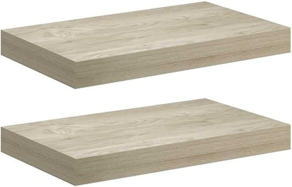 Set of 2 Oak Honeycomb Floating Wall Shelves, Modern MDF and Metal Storage, 15.7 x 9.1 x 1.5 Inches, Invisible Mounting System for Living Room Bedroom Study