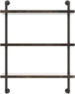 Industrial Pipe Shelf Wall Mounted, Rustic Wood Floating Shelves, 3 Tier Wall Display Bookshelf, Storage Rack Sundries Holder for Kitchen Office Bathroom Organization and Home Decor (24inch x 2)