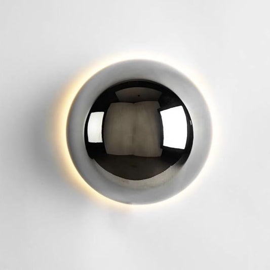 Modern Sphere Wall Sconce, 6.3 Inch Round Ball Light with Backlit Glow Effect, Contemporary Accent Fixture for Bedroom, Living Room, Bathroom Vanity, Hallway(Chrome)