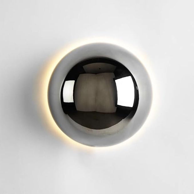 Modern Sphere Wall Sconce, 6.3 Inch Round Ball Light with Backlit Glow Effect, Contemporary Accent Fixture for Bedroom, Living Room, Bathroom Vanity, Hallway(Chrome)