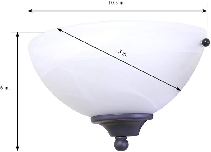 Design House Millbridge Wall Light Sconce, Dimmable, Steel Construction, Alabaster Glass, ETL-Certified, For Hallways/Bedrooms/Bathrooms, Oil-Rubbed Bronze, 5.0 in. L x 10.5 in. W x 6.0 in. H, 514554