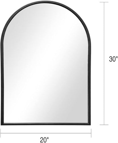 OGCAU 30x20 Inch Black Mirror Wall Mirror for Bathroom, Black Metal Frame, Arched Wall Mounted Mirror, Bathroom Vanity Mirror for Living Room Entryway (Black)