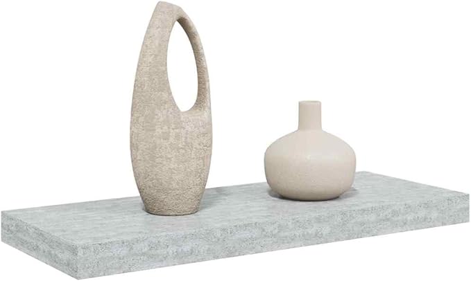 Concrete Grey Honeycomb MDF and Metal Floating Wall Shelf, 4-Piece Set for Stylish Storage and Modern Display