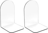Merrynine Book Ends, 2 Pcs Acrylic Bookends for Shelves, Clear Book Holder, Plastic Bookends for Heavy Books, Book Stopper Organizer for Shelves, Desk, Office, School, 3.93