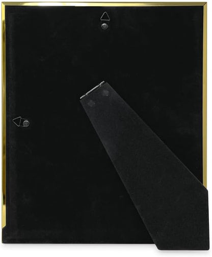 Isaac Jacobs 10x12 (Matted 8x10) Navy Enamel Picture Frame with Gold Metal Edge and Easel, Tabletop Display, Wall Décor, Photo Gallery, (10x12 (Matted 8x10), Navy with Gold)