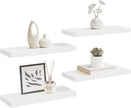 White Honeycomb Floating Wall Shelves Set of 4, 23.6 Inch MDF and Metal Modern Shelves for Living Room Bedroom Office, Invisible Mounting System, Durable Storage Display