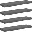 Set of 4 High Gloss Grey Honeycomb MDF and Metal Floating Wall Shelves, Modern Display Storage for Books and Decor with 22 lbs Capacity