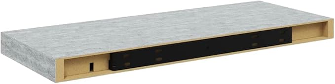 Concrete Grey Honeycomb MDF and Metal Wall Shelf, Modern Floating Shelf for Living Room and Home Office, 4-Piece Set for Stylish Storage and Display