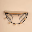 JUNY Semi-Circular Shape Floating Shelves Metal Wall Decor,Wood Wall Mounted Storage Shelf Home Decorations Art for Bedroom Living Room Kitchen Bathroom (Semicircular-Black)