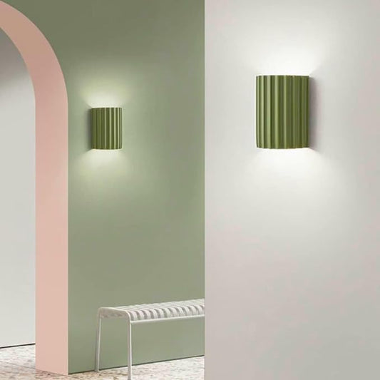 Contemporary Mini Wall Light Minimalist Half-Cylinder Desgin Green Wall Mounted Lamp Resin Plaster Wall Sconce for Living Room Bed Room Stairway Hallway
