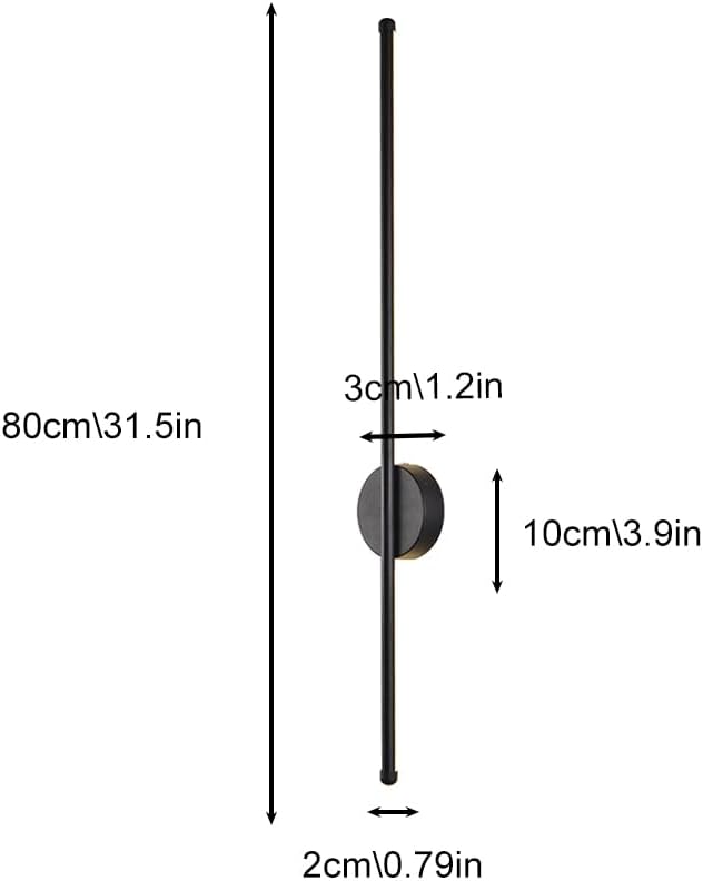 Nordic LED Linear Wall Sconce - Minimalist Aluminum Light for Living Room, Bedroom, and More(Black,80cm)