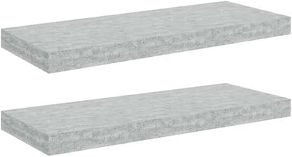 Concrete Grey Honeycomb MDF Floating Wall Shelf Set of 2, Modern Metal Mounted Shelves for Living Room Office Decor and Display
