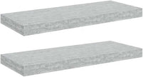 Concrete Grey Honeycomb MDF Floating Wall Shelf Set of 2, Modern Metal Mounted Shelves for Living Room Office Decor and Display