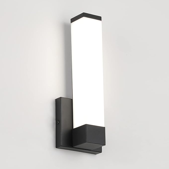 Dimmable Wall Lights for Bedroom Modern Black Indoor LED Hallway Sconces Corner Light 12" Inch Height 12W 4000K Bedside Stair Sconces Wall Lighting Lamps 110V AC.