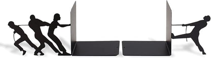 Tug of War Theme Book Holder Organizer – Steel, Black, Creative and Fun Design – Keeps Upright, Adds Personality to Home Decor, Great Gift Idea – Fun Collection – Geguton
