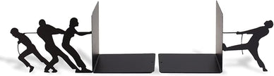 Tug of War Theme Book Holder Organizer – Steel, Black, Creative and Fun Design – Keeps Upright, Adds Personality to Home Decor, Great Gift Idea – Fun Collection – Geguton