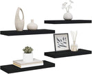 Black Honeycomb MDF Floating Wall Shelf Set of 4 with Metal Brackets, Modern Minimalist Storage for Books and Decor