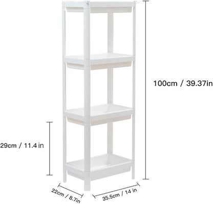 HIEEY 4 Tier Bathroom Shelf,Bathroom Rack, Shelves Organizer, for Bathroom Laundry Pantry Kitchen Narrow Places