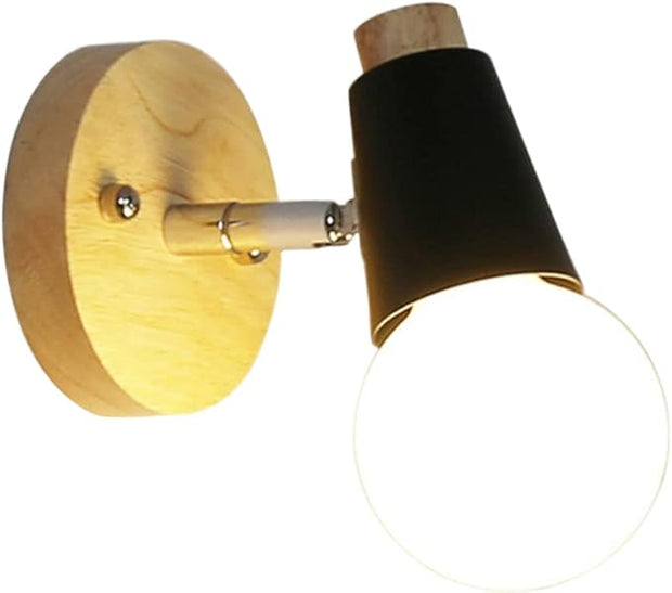 NUOBESTY Minimalist Wall Lamp Solid Wood Design Modern Indoor Decorative Lighting for Bedroom Room and Hallway No Bulb Included Black Finish