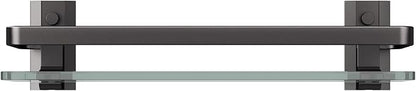 Danpoo Clear Tempered Glass Wall Shelf, Wall-Mounted Organizer for Bathroom, Kitchen(Matte Black)