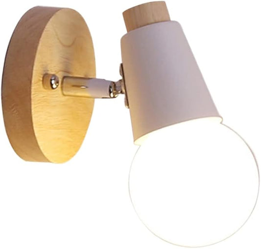 Mikikit Minimalist Solid Wood Wall Lamp Modern Decorative Light Fixture for Bedroom Living Room and Hallway White Finish No Bulb Included