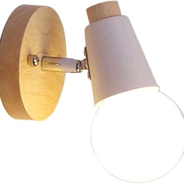 Mikikit Minimalist Solid Wood Wall Lamp Modern Decorative Light Fixture for Bedroom Living Room and Hallway White Finish No Bulb Included