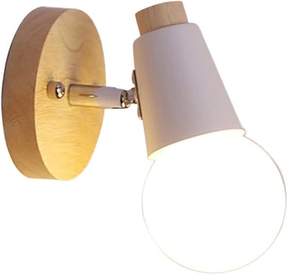 jojofuny Modern Minimalist Wall Lamp E27 Sconce for Bedroom and Hallway Solid Wood Design No Light Bulb Included for Loft and Decorative Lighting