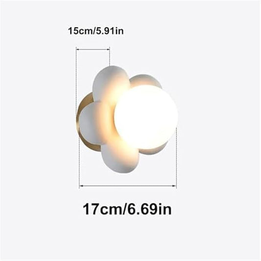 Modern Minimalist Wall Lamp Cream Flower Accent Light for Bedroom Living Room Study Room Dining Room Stairs Porch Hall Restaurant Wall Mounted Lamp Creative Simplicity Wall Sconce(White)
