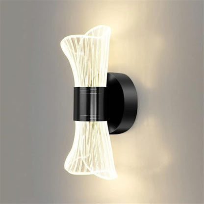 LITFAD 1 Light Minimalist Style Wall Light Fixtures Geometric Shape Metal Wall Mounted Lighting Three-Color Light LED Sconce Light for Bedroom Living Room Hotel, Black A 110V-120V Third Gear