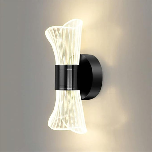 LITFAD 1 Light Minimalist Style Wall Light Fixtures Geometric Shape Metal Wall Mounted Lighting Three-Color Light LED Sconce Light for Bedroom Living Room Hotel, Black A 110V-120V Third Gear