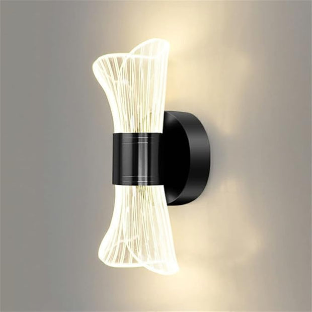 LITFAD 1 Light Minimalist Style Wall Light Fixtures Geometric Shape Metal Wall Mounted Lighting Three-Color Light LED Sconce Light for Bedroom Living Room Hotel, Black A 110V-120V Third Gear