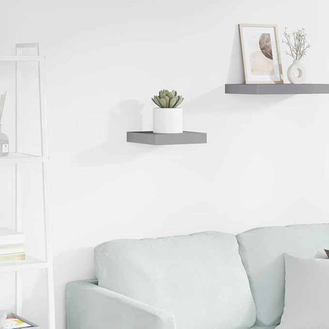 Grey Honeycomb MDF Floating Wall Shelf with Metal Frame, 9.1 x 9.3 x 1.5 Inches, Invisible Mounting for Modern Decor, Storage Solution, Sturdy and Easy Maintenance for Living