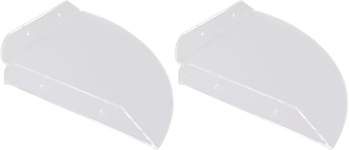 Acrylic Wall Mount Floating Corner Shelves 2pcs Quarter Round Shower Shelf, Sturdy Wall Storage Display Organizer for Bathroom Kitchen Bedroom Living Room 1.2 x 8.3 x 8.3in (Transparent)