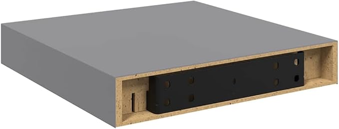 Gray MDF Floating Wall Shelf Set of 2, 9.1x9.3x1.5 Inch Square Shelves for Modern Home Decor, Invisible Mounts for Easy Installation, Durable Display Storage for Books