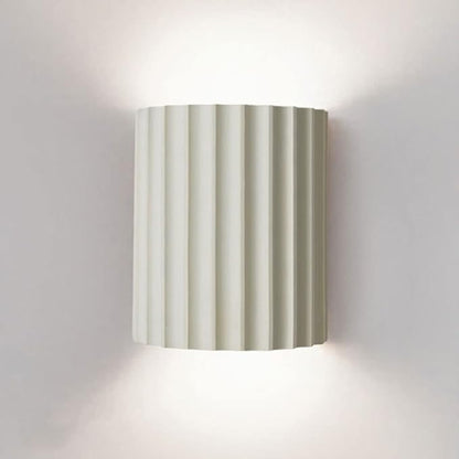 WDDJP Modern Terracotta Ribbed Up Down Wall Sconce Fluted Cylinder Minimalist Indoor Wall Mounted Light Fixture for Bedroom Living Room Hallway(Blanc)