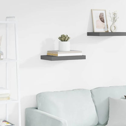 High Gloss Grey Honeycomb MDF Floating Wall Shelf, Modern Small Wall Shelf for Living Room Bedroom Office, Durable Display Storage Organizer