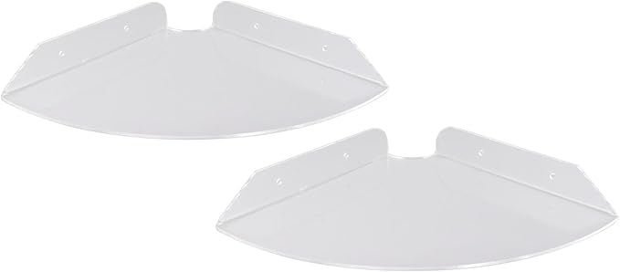 Acrylic Wall Mount Floating Corner Shelves 2pcs Quarter Round Shower Shelf, Sturdy Wall Storage Display Organizer for Bathroom Kitchen Bedroom Living Room 1.2 x 8.3 x 8.3in (Transparent)