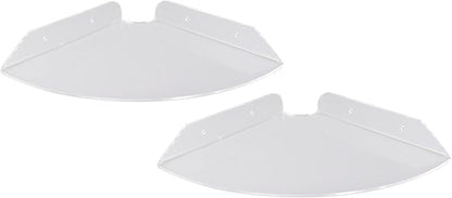Acrylic Wall Mount Floating Corner Shelves 2pcs Quarter Round Shower Shelf, Sturdy Wall Storage Display Organizer for Bathroom Kitchen Bedroom Living Room 1.2 x 8.3 x 8.3in (Transparent)