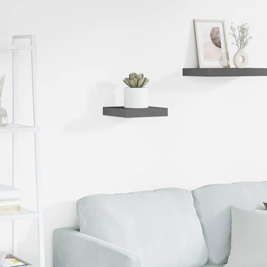 High Gloss Grey Floating Wall Shelf Honeycomb MDF Metal Modern Design Compact Size 9.3 x 9.1 x 1.5 Inches Easy Installation Storage Solution for Home Decor