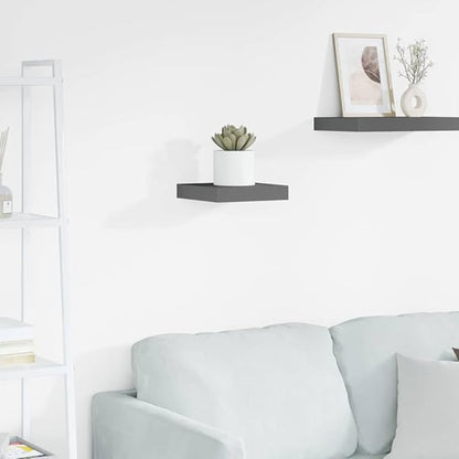 High Gloss Grey Floating Wall Shelf, Honeycomb MDF with Metal Frame, 9.1 x 9.3 x 1.5 Inches, Modern Storage for Decorative Display and Organizing Small Items, Easy Mounting,
