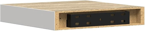 Floating Wall Shelf Set of 2 Oak and White Honeycomb MDF with Metal Brackets, Modern Matte Finish Storage for Living Room Office, Invisible Mounting System, Durable Space