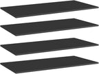 Set of 4 Wall Mounted Floating Shelves, 39.4 x 19.7 Inch High Gloss Black Engineered Wood Display Shelving for Living Room, Bedroom, and Home Office Storage