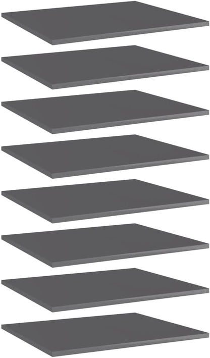 Set of 8 High Gloss Gray Floating Shelves, 23.6x19.7 Inch Wall Mounted Storage Shelving Unit for Living Room, Modern Engineered Wood Display Ledge